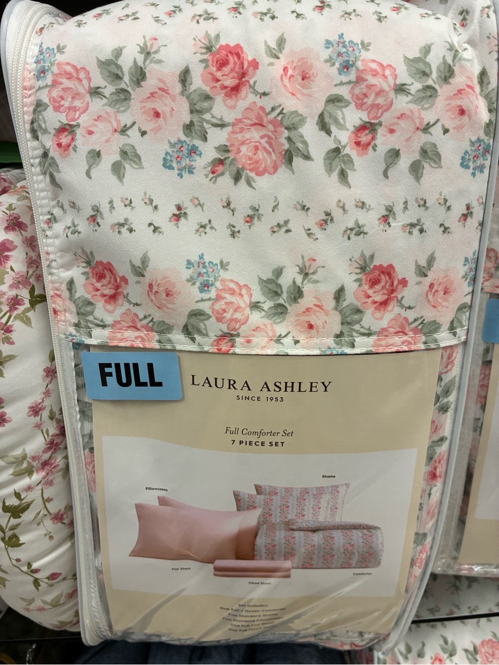 Laura Ashley Pink and Green Rose Floral Comforter Set